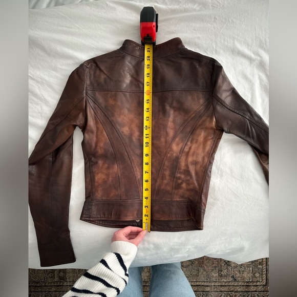 Brown Leather Moto jacket - Picture 8 of 14